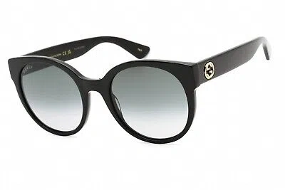 Pre-owned Gucci Gg0035sn 001 Sunglasses Shiny Black Frame Grey Gradient Lenses 54mm In Gray