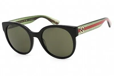 Pre-owned Gucci Gg0035sn 002 Sunglasses Black Frame Green Lenses 54mm