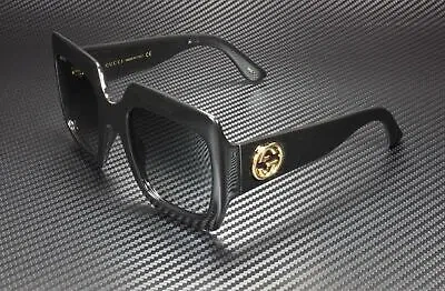 Pre-owned Gucci Gg0053s 001 Rectangular Square Black Grey 54 Mm Women's Sunglasses In Gray