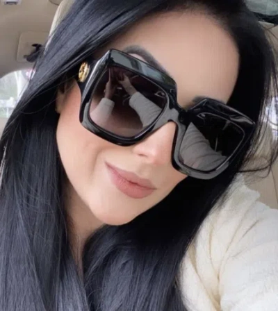 Pre-owned Gucci Gg0053sn-001-54 Black Sunglasses In Gray