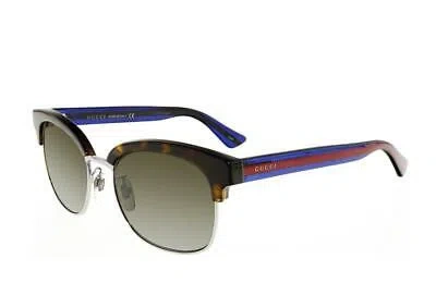 Pre-owned Gucci Gg0056s 004 Havana & Blue Sunglasses Gafas De Sol Oculos De Sol Gray Lens In Gray Gradient Lenses