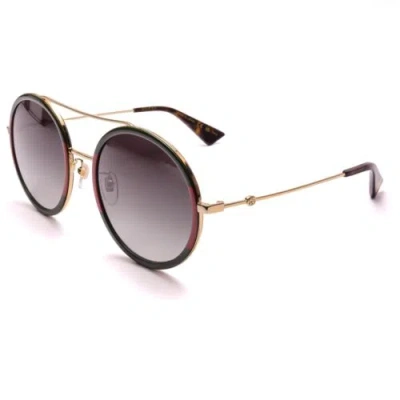 Pre-owned Gucci Gg0061s Women's Round Sunglasses Gold Gray