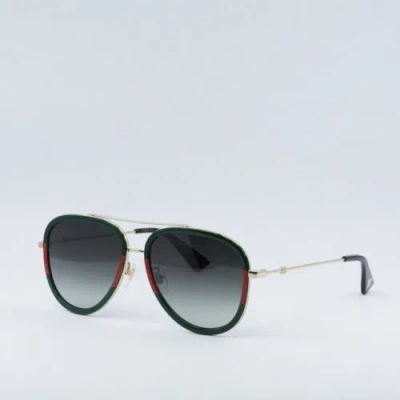 Pre-owned Gucci Gg0062s 003 Gold/green 57-17-140 Sunglasses Authentic