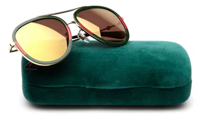 Pre-owned Gucci Gg0062s 010 Red Green Sunglasses 57-17-140mm Japan In Brown