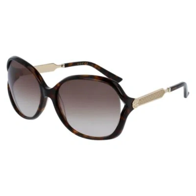 Pre-owned Gucci Gg0076s 003 Havana/brown 60-16-130 Sunglasses