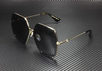 Pre-owned Gucci Gg0106s 001 Rectangular Square Black Grey 56 Mm Women's Sunglasses In Gray