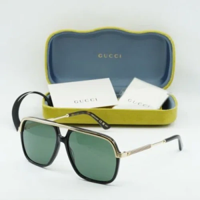 Pre-owned Gucci Gg0200s 001 Black/green 57-14-145 Sunglasses