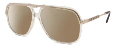 Pre-owned Gucci Gg0200s Mens Pilot Designer Polarized Sunglasses Yellow Gold 57mm 4 Opt. In Amber Brown Polar