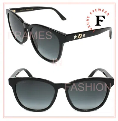 Pre-owned Gucci Gg0232sk Black Star Crystal Diva Logo Butterfly Sunglasses 0232 001 Women In Gray