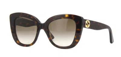 Pre-owned Gucci Gg0327s Havana/brown Shaded (002) Sunglasses