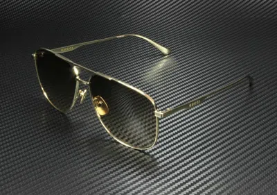 Pre-owned Gucci Gg0336s 001 Gold Brown Men's Rectangle Sunglasses 60 Mm