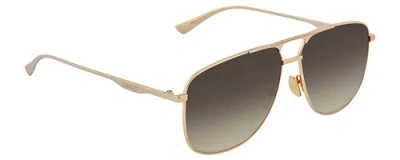 Pre-owned Gucci Gg0336s Unisex Square Designer Sunglasses Shiny Gold & Brown Gradient 60mm