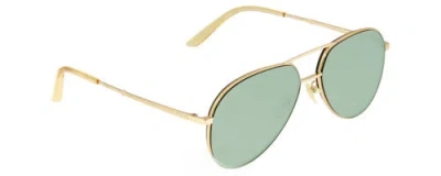 Pre-owned Gucci Gg0356s Unisex Pilot Designer Sunglasses Gold Yellow Crystal/green 59 Mm In Multicolor