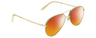 Pre-owned Gucci Gg0356s Unisex Pilot Polarized Sunglasses Gold Yellow Crystal 59mm 4 Opt In Red Mirror Polar