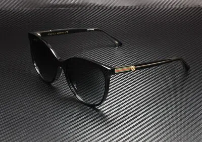 Pre-owned Gucci Gg0377sk 001 Cat Eye Black Crystal Black Grey 57 Mm Women's Sunglasses In Gray