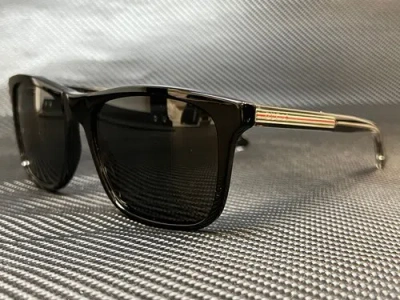 Pre-owned Gucci Gg0381sn 007 Black Squared 57 Mm Men's Polarized Sunglasses In Gray