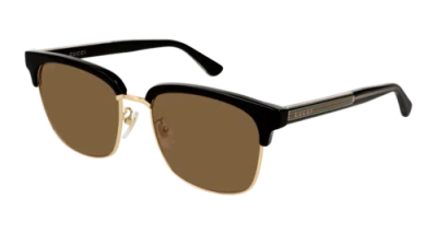 Pre-owned Gucci Gg0382s-002 Square Black In Brown
