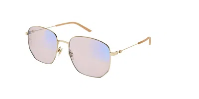 Pre-owned Gucci Gg0396s 004 Gold/photochromic Pink Octagonal Women's Sunglasses
