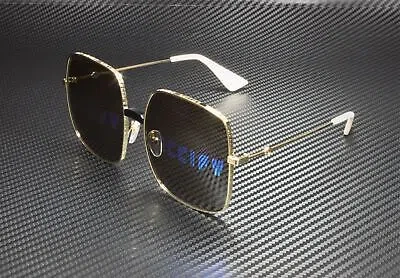 Pre-owned Gucci Gg0414s 002 Square Gold Ivory Gold Multicolor 60 Mm Women's Sunglasses
