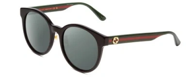Pre-owned Gucci Gg0416sk Ladies Round Polarized Sunglasses Black Red Green 55 Mm 4 Options In Smoke Grey Polar