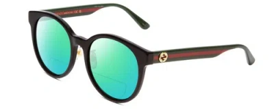 Pre-owned Gucci Gg0416sk Women Round Polarized Bi-focal Sunglasses In Black Red Green 55mm In Green Mirror
