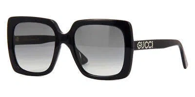 Pre-owned Gucci Gg0418s 001 Sunglasses Black Frame Grey Gradient Lenses 54mm In Gray