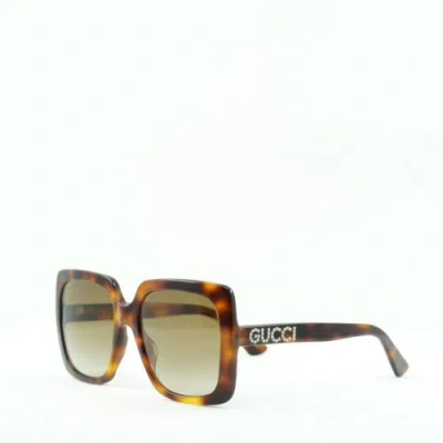 Pre-owned Gucci Gg0418s 003 Havana/brown 54-20-140 Sunglasses