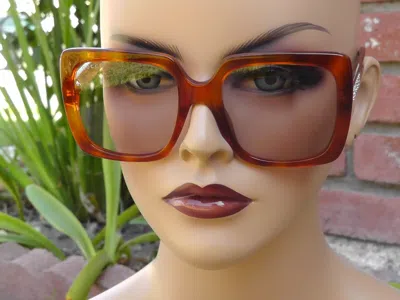 Pre-owned Gucci Gg0418s Core Square Havana W/ Crystal Frame Sunglasses 54 20 140$450nib In Pink