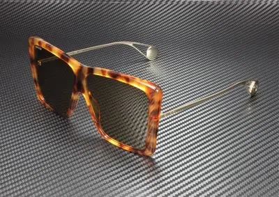 Pre-owned Gucci Gg0434s 003 Square Havana Shiny Gold Brown 61 Mm Women's Sunglasses