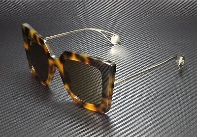Pre-owned Gucci Gg0435s 003 Rectangular Havana Shiny Gold Brown 51 Mm Women's Sunglasses