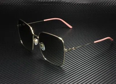 Pre-owned Gucci Gg0443s 001 Rectangular Square Gold Pink Gold Grey 60mm Women's Sunglasses