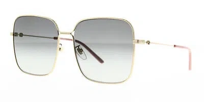 Pre-owned Gucci Gg0443s 001 Sunglasses Gold Frame Grey Gradient Lenses 60 Mm