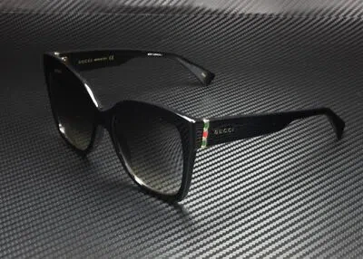 Pre-owned Gucci Gg0459s 001 Rectangular Square Black Black Gold Grey 54 Women's Sunglasses In Gray