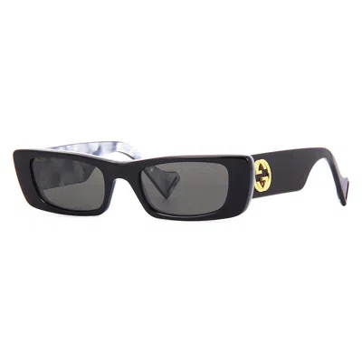 Gucci Gg0516s001 Rectangle Full Rim Sunglasses In Black