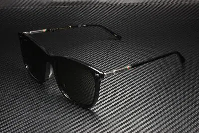 Pre-owned Gucci Gg0518sa 001 Rectangular Squared Black Black Grey 56 Mm Unisex Sunglasses In Solid Grey