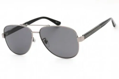 Pre-owned Gucci Gg0528s-007-63 Sunglasses Size 63mm 150mm 14mm Ruthenium Men In Gray
