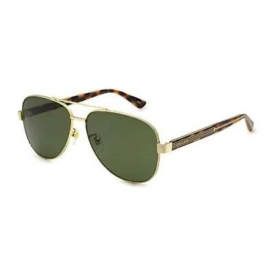 Pre-owned Gucci Gg0528s Gold/green Aviator Pilot 63/14/150 Designer Sunglasses For Men