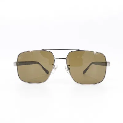 Pre-owned Gucci Gg0529 Squared Aviator Sunglasses Silver Brown Os