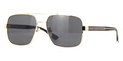 Pre-owned Gucci Gg0529s 001 Sunglasses Gold Crystal Frame Grey Lenses 60mm In Gray