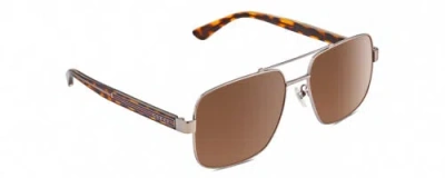 Pre-owned Gucci Gg0529s Unisex Pilot Sunglasses In Ruthenium Tortoise Havana/brown 60 Mm