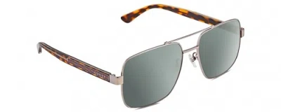 Pre-owned Gucci Gg0529s Unisex Polarized Sunglasses Ruthenium Silver Tortoise 60 Mm 4 Opt. In Smoke Grey Polar