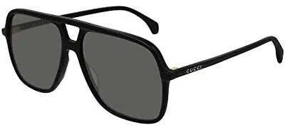 Pre-owned Gucci Gg0545s-001 Unisex Designer Square Pilot Sunglasses In Black & Grey 58 Mm In Gray