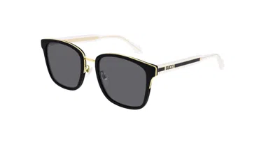 Pre-owned Gucci Gg0563skn 001 Black-crystal/grey Soft Square Men's Sunglasses In Gray