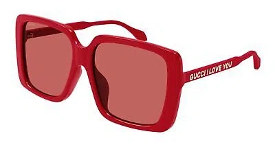 Pre-owned Gucci Gg0567san-005 Red Sunglasses