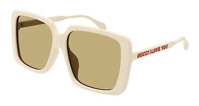 Pre-owned Gucci Gg0567san-006 Ivory Sunglasses In Brown