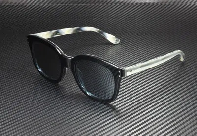 Pre-owned Gucci Gg0571s 004 Rectangular Square Black Shiny Grey Blue 52mm Men's Sunglasses In Solid Petrol Blue