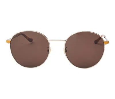 Pre-owned Gucci Gg0574sk 004 Gold Orange/brown Round Sunglasses- Asian Fit