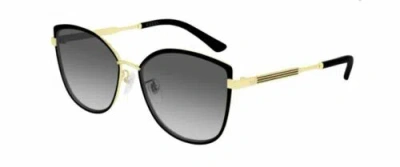 Pre-owned Gucci Gg0589sk 001 Black/gold Gradient Sunglasses In Gray