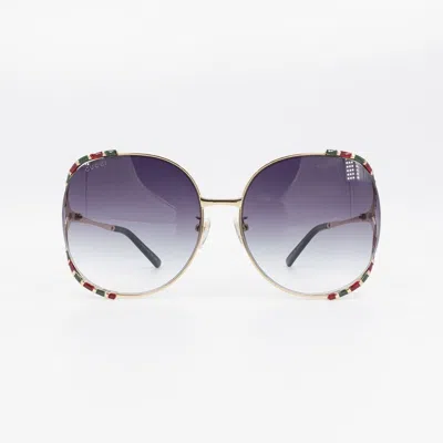 Pre-owned Gucci Gg0595 Round Sunglasses Green Red Gray Os