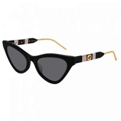 Pre-owned Gucci Gg0597s 001 Black/grey 55-20-145 Sunglasses Authentic In Gray